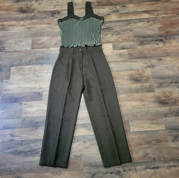 Vintage Majuar 3-Piece Ruched Tank Embroidered Blazer & Trouser Set Size 34 - Picture 3 of 16